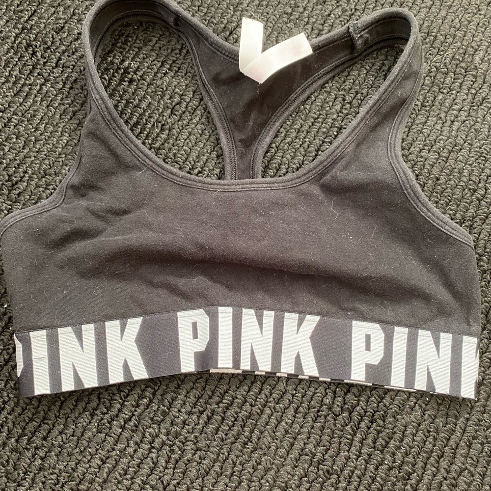 PINK black sports bra